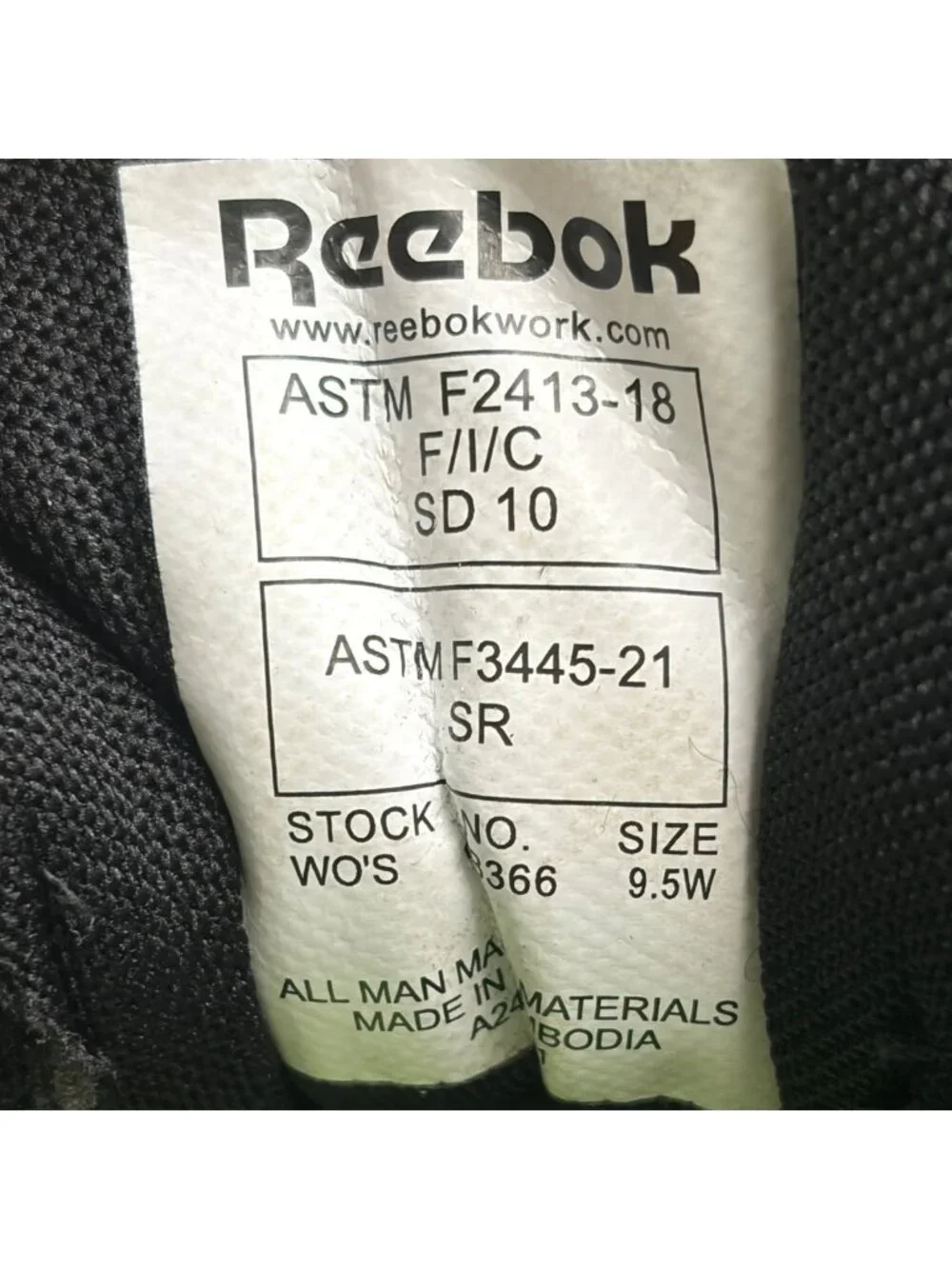 Reebok Nanoflex TR Women Size 9.5D Black Outdoor Composite Toe Safety Work Shoes